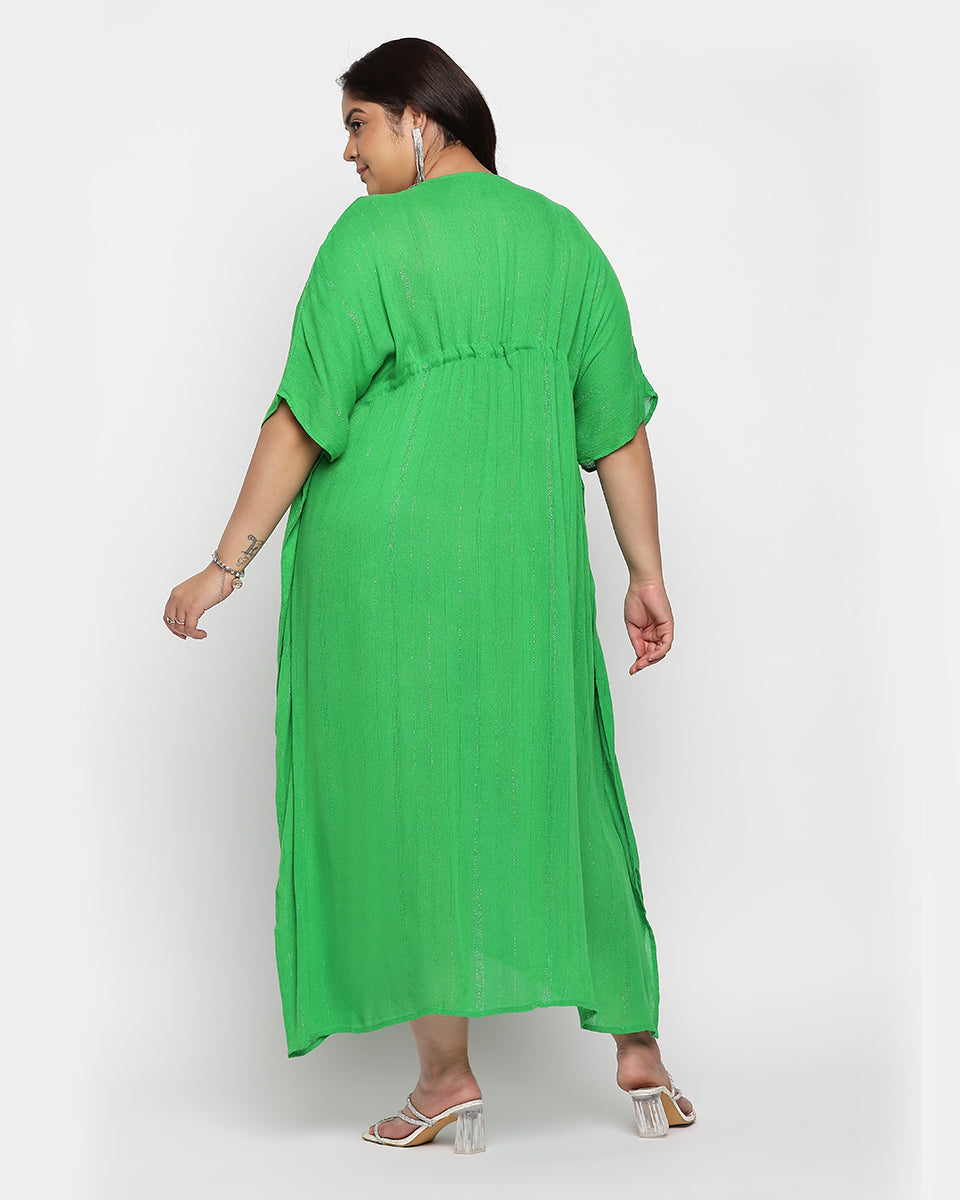 Kelly Green Solid Rayon Plus Size Kaftan For Women