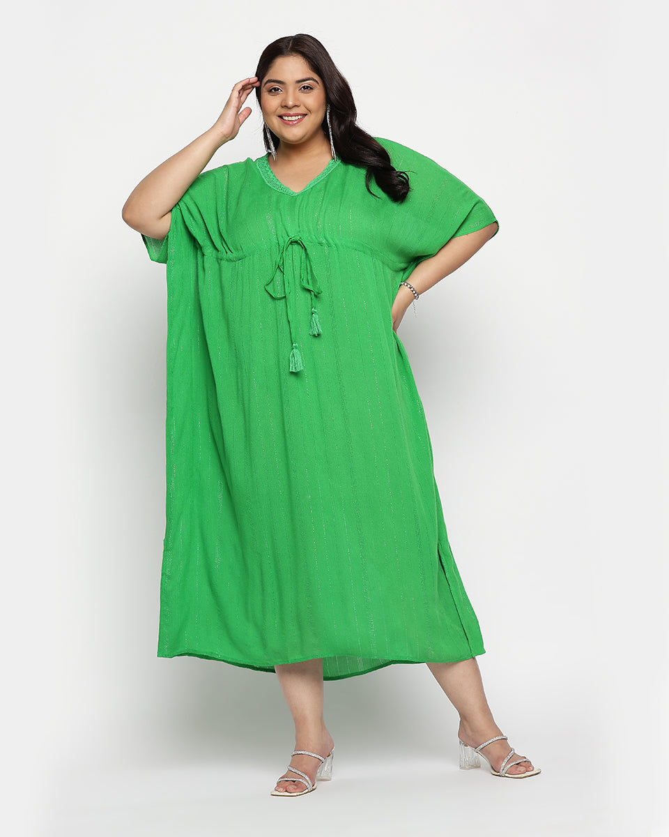 Kelly Green Solid Rayon Plus Size Kaftan For Women