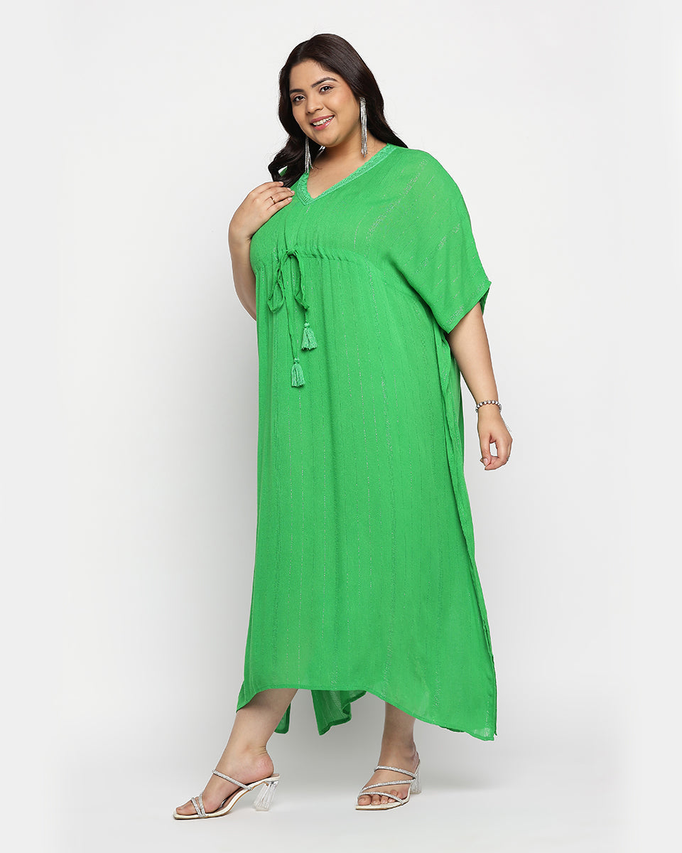 Kelly Green Solid Rayon Plus Size Kaftan For Women