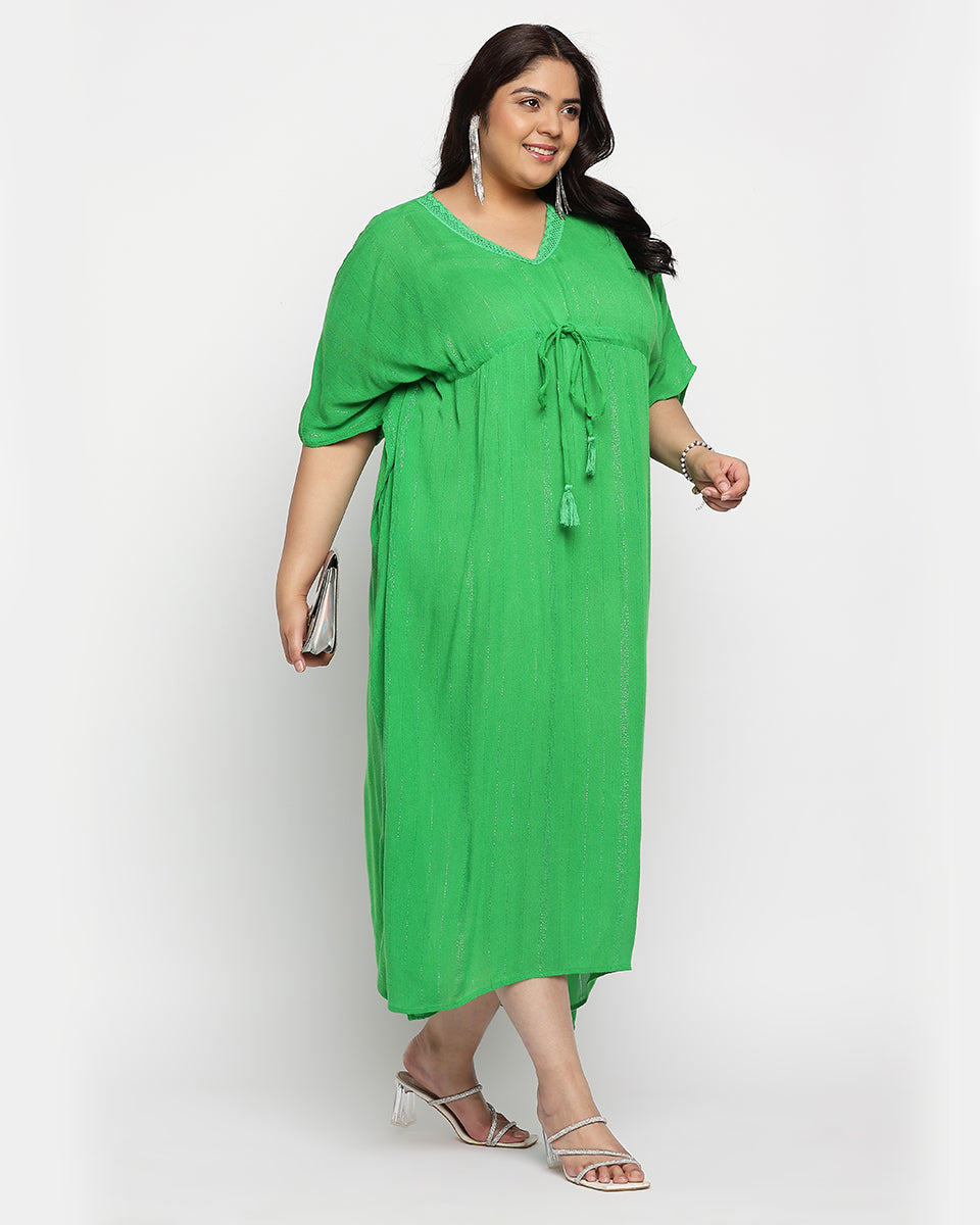 Kelly Green Solid Rayon Plus Size Kaftan For Women