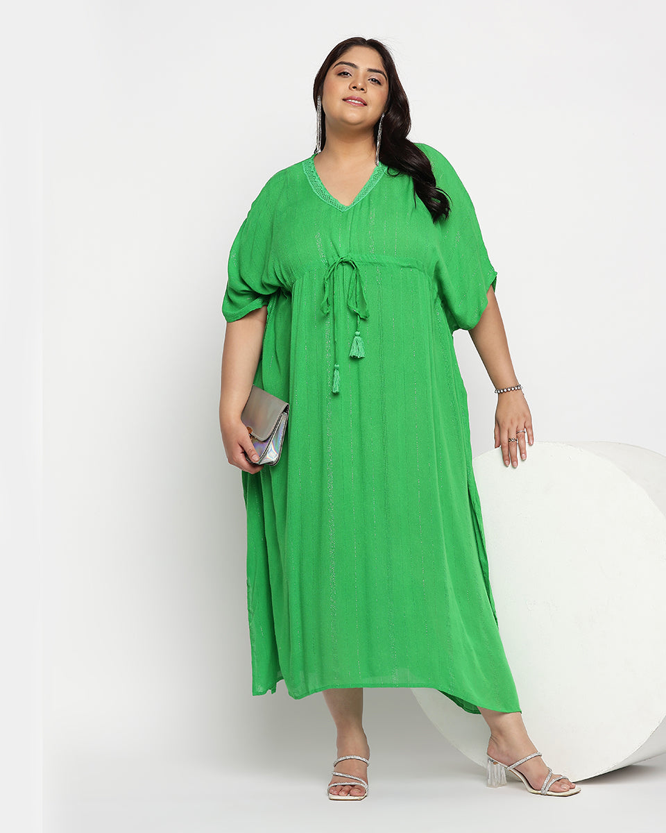 Kelly Green Solid Rayon Plus Size Kaftan For Women