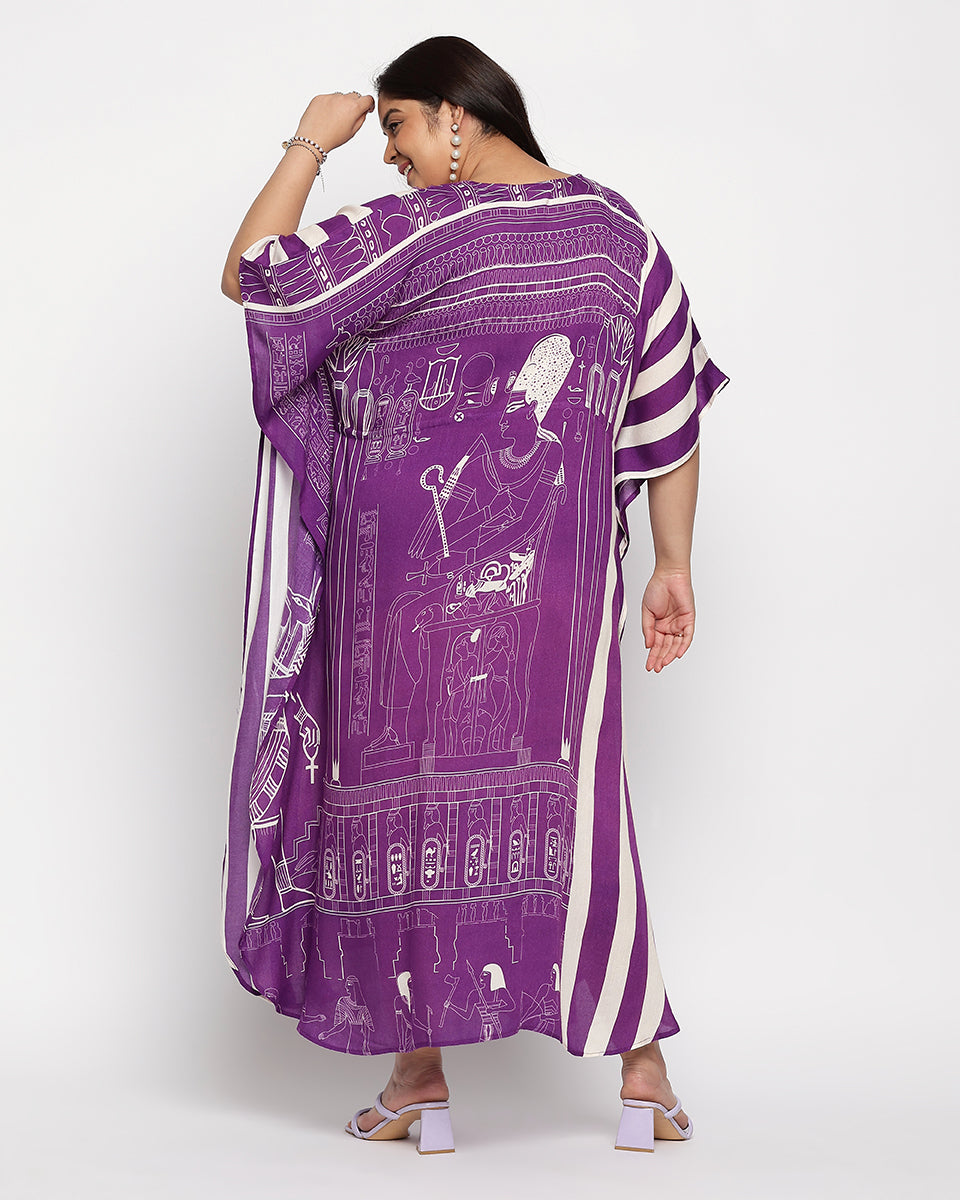 Digital Printed Multicolor Rayon Plus size Kaftan Dress For Women