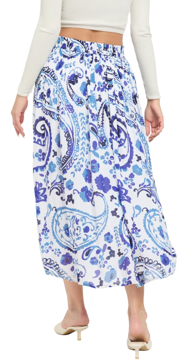 Blue Paisley Side-Slit Rayon Skirt for Women S-XL | GypsieBlu