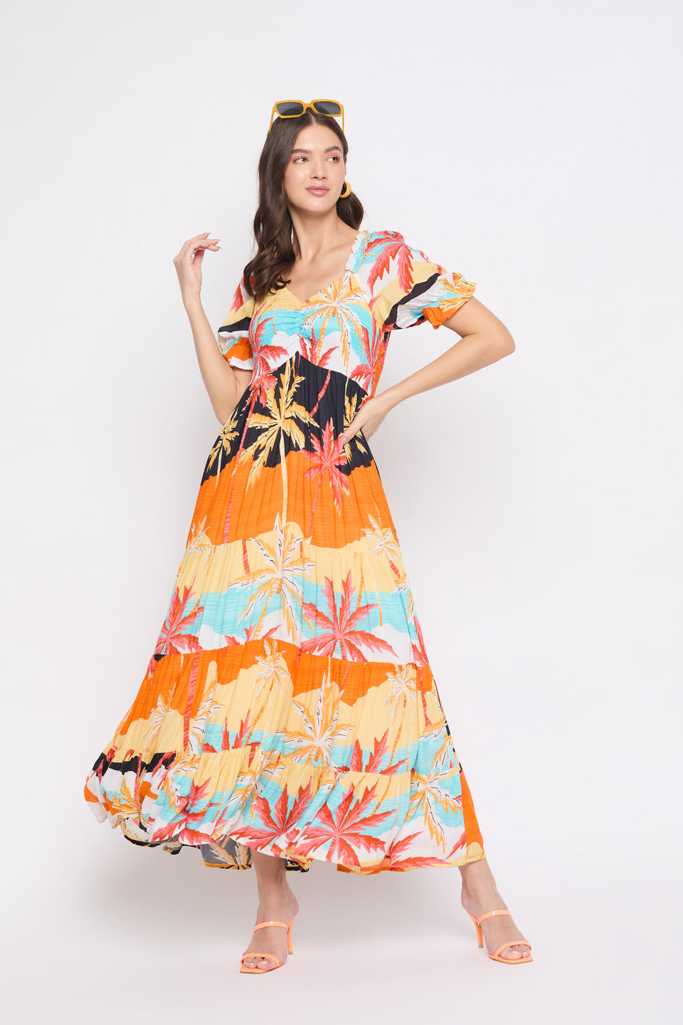 cape sleeve maxi dress