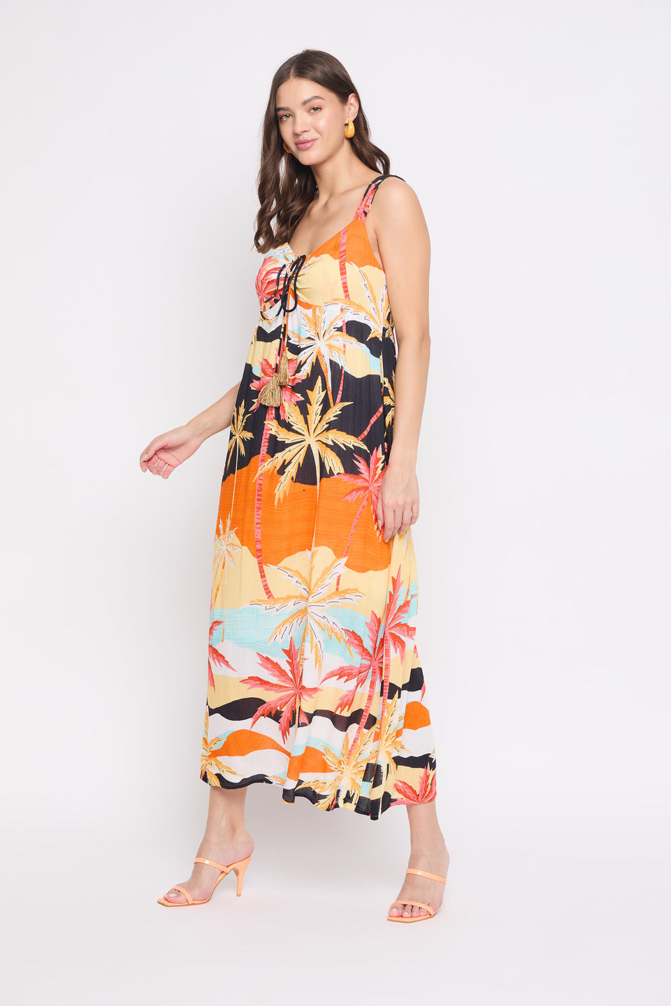 Multicolor Rayon Crepe Beach Maxi Dress For Women