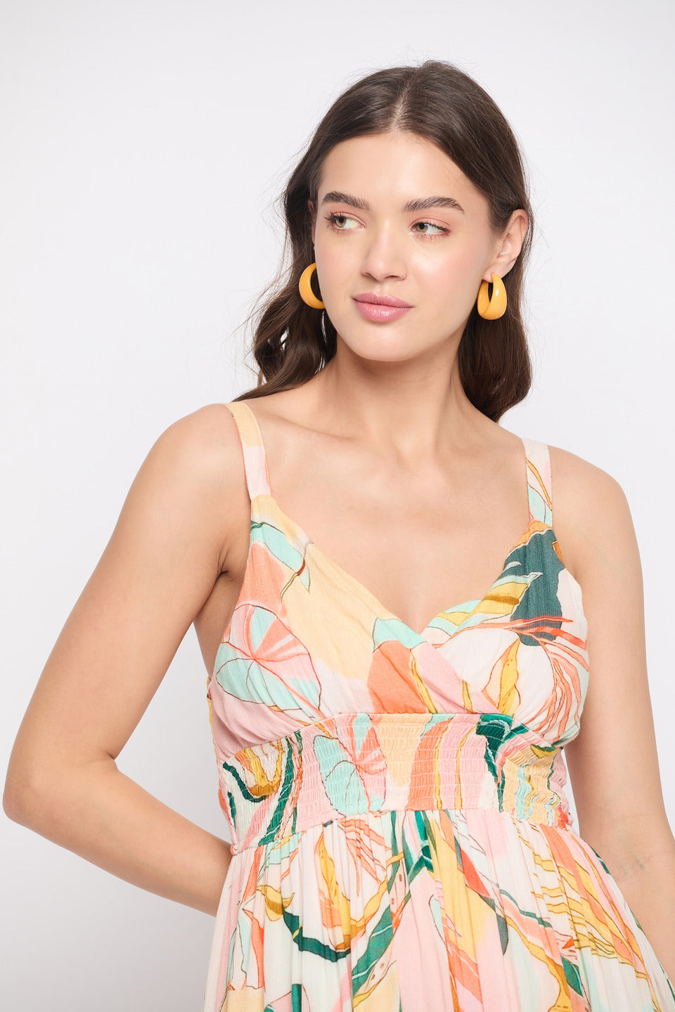 Multicolor Floral Printed Rayon Crepe Casual Women Maxi Dress
