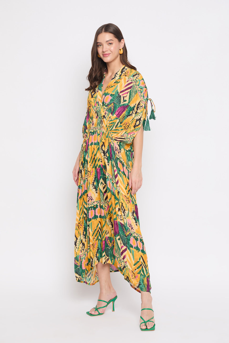 Abstract Print Rayon Casual Resort Wear Kaftan For Women
