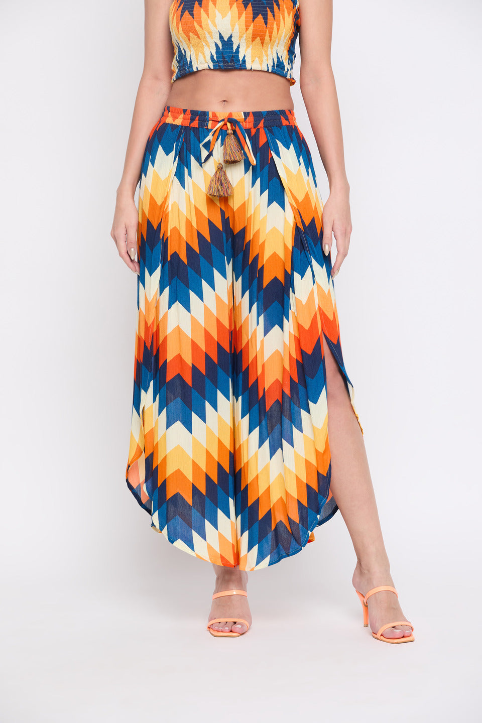 Digital Print Multicolor Rayon Crepe Bottom Pants For Women