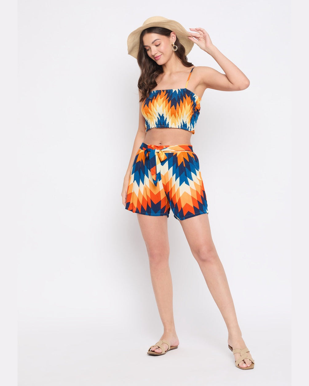 Digital Print Multicolor Rayon Crepe Shorts For Women