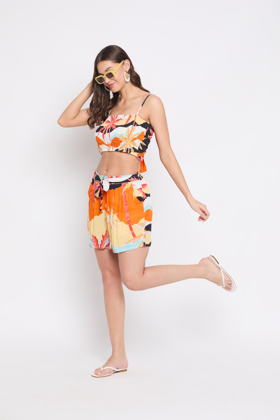 Rayon Crepe Multicolor Beach Shorts For Women