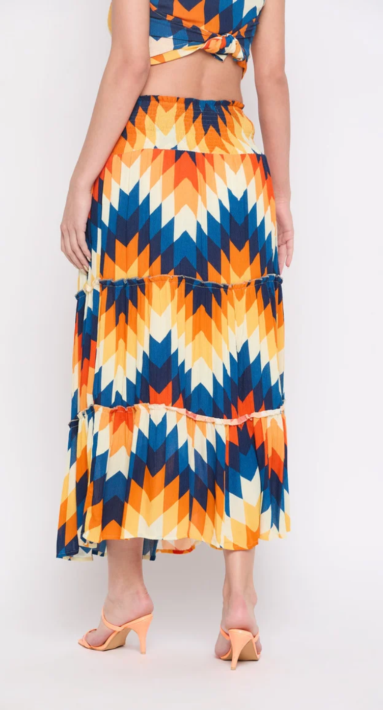 Multicolor Aztec Chevron Rayon Skirt for Women S-XL | GypsieBlu