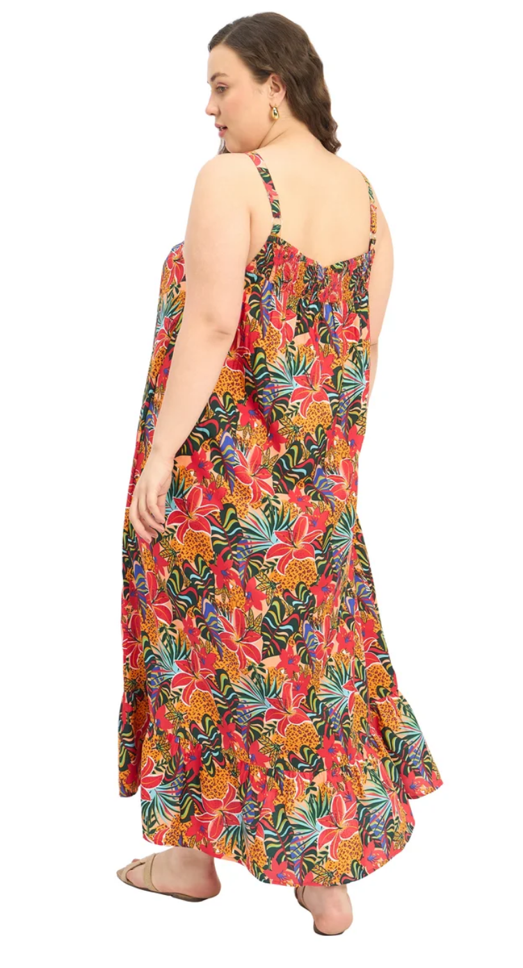 Multicolor Floral Polyester Plus Size Maxi Dress for Women 1X-3X | GypsieBlu