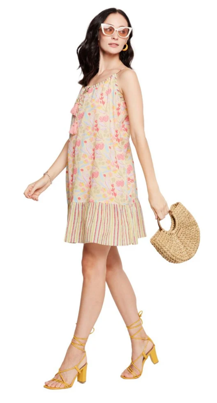 Light Peach Floral Cotton Dress for Women S-XL | GypsieBlu