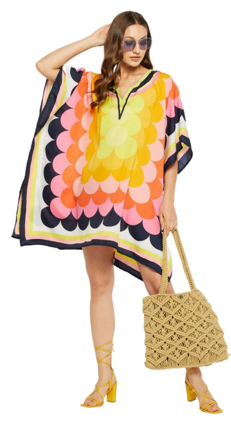 Multicolor Scalloped Petal Polyester Plus Size Tunic for Women 1X-3X | GypsieBlu