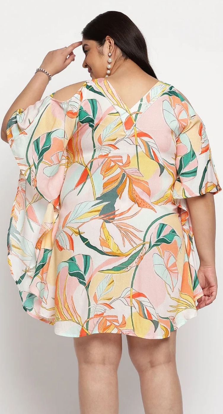 Multicolor Leaf Rayon Plus Size Tunic Top for Women 1X-3X | GypsieBlu