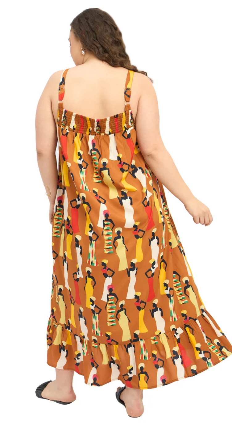 Brown Ladies Polyester Plus Size Dress for Women 1X-3X | GypsieBlu