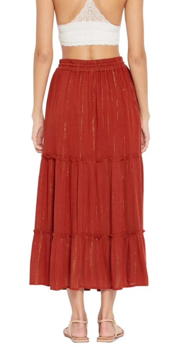 Red Lurex Stripe Rayon Skirt for Women S-XL | GypsieBlu