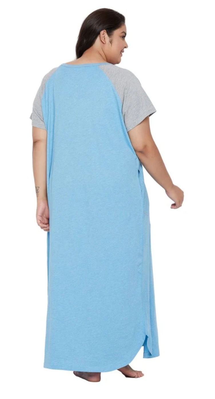 Blue Polyester Plus Size Dress for Women 1X-3X Short Sleeve | GypsieBlu