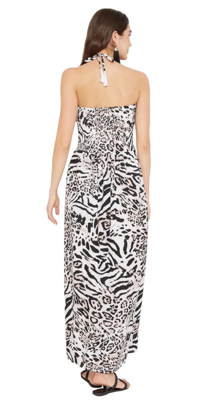Black Leopard Polyester Plus Size Tube Dress for Women 1X-3X | GypsieBlu