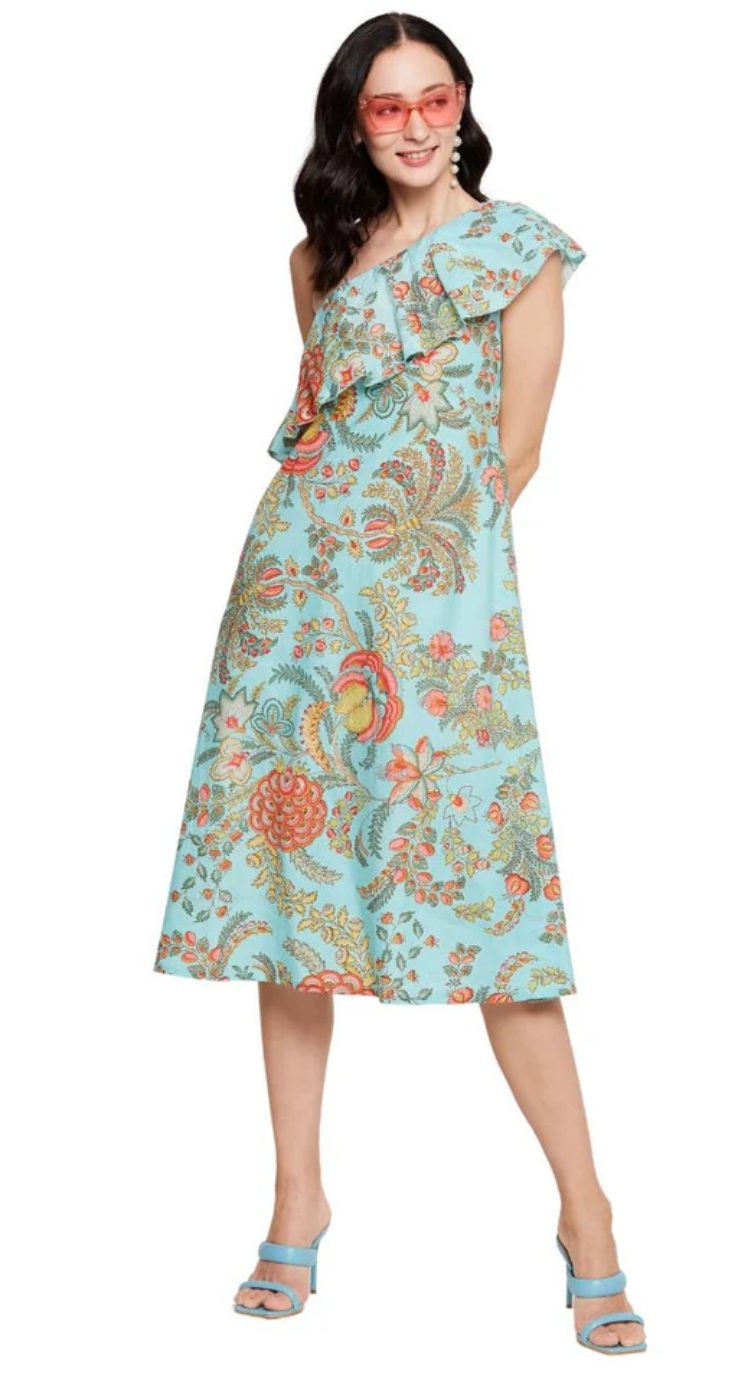 Turquoise Floral Cotton Dress for Women S-XL Sleeveless | GypsieBlu