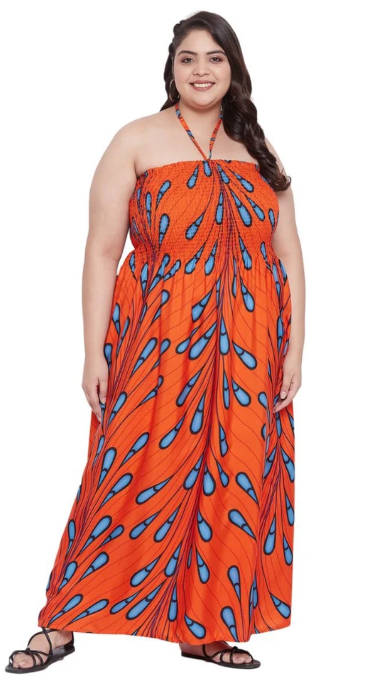 Orange Leaf Polyester Tube Dress for Women S-XL | GypsieBlu