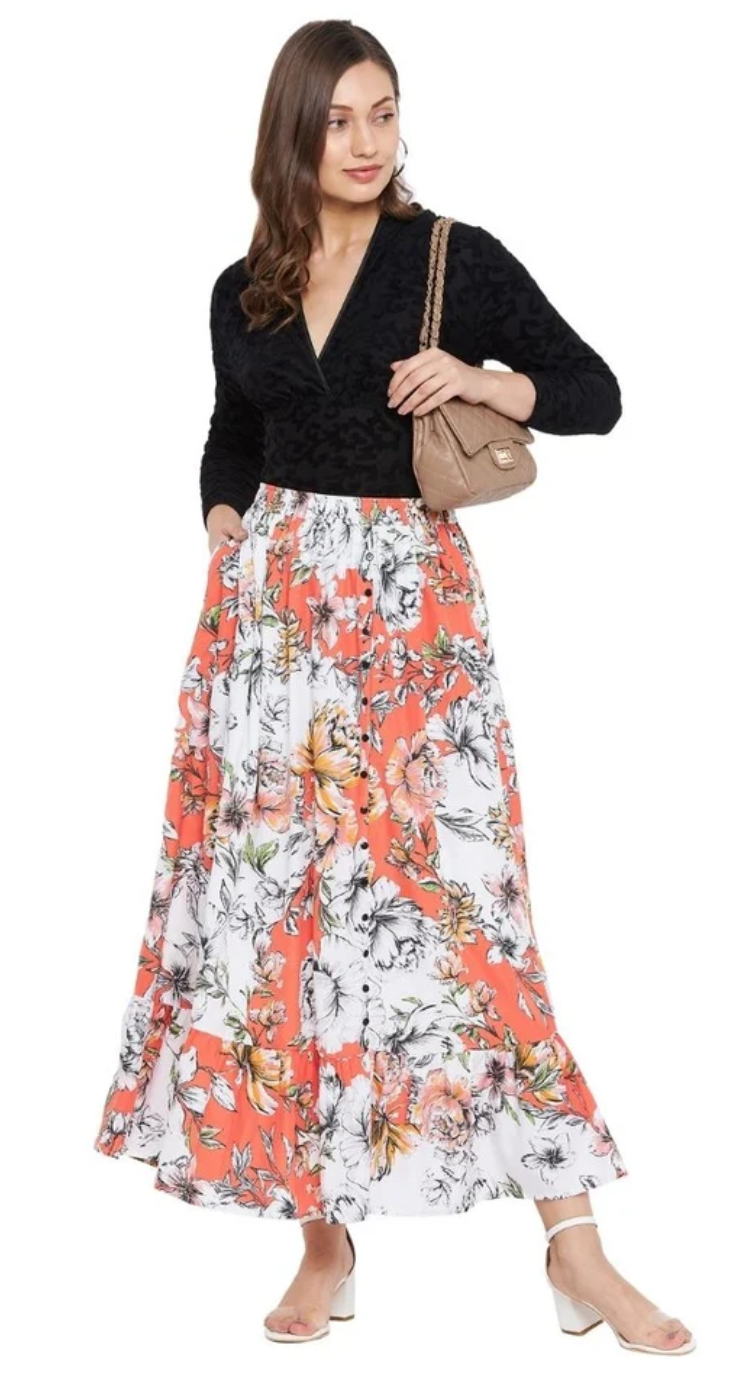 Multicolor Floral Polyester Skirt for Women S-XL | GypsieBlu