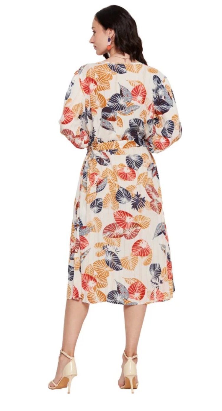 Multicolor Leaf Cotton Midi Dress for Women S-XL | GypsieBlu
