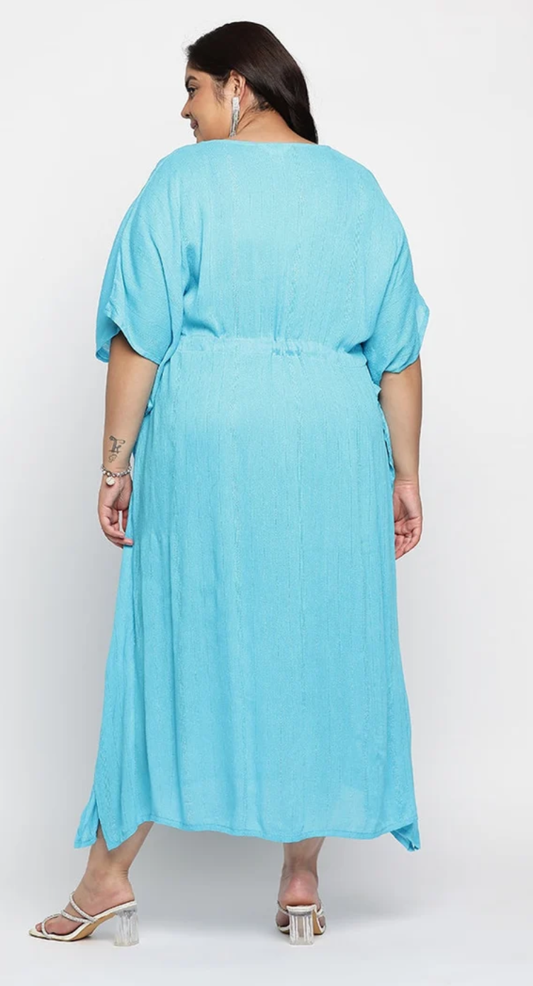 Blue Rayon Plus Size Kaftan Dress for Women 1X-3X | GypsieBlu