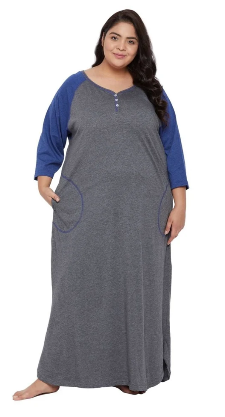 Charcoal Gray Polyester Plus Size Dress for Women 1X-3X 3/4 Sleeve | GypsieBlu