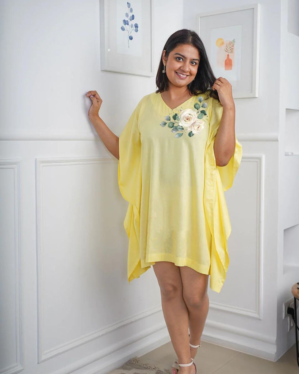 Garden Fairy Lemon Cotton Blend Top Tunic For Plus Size Women