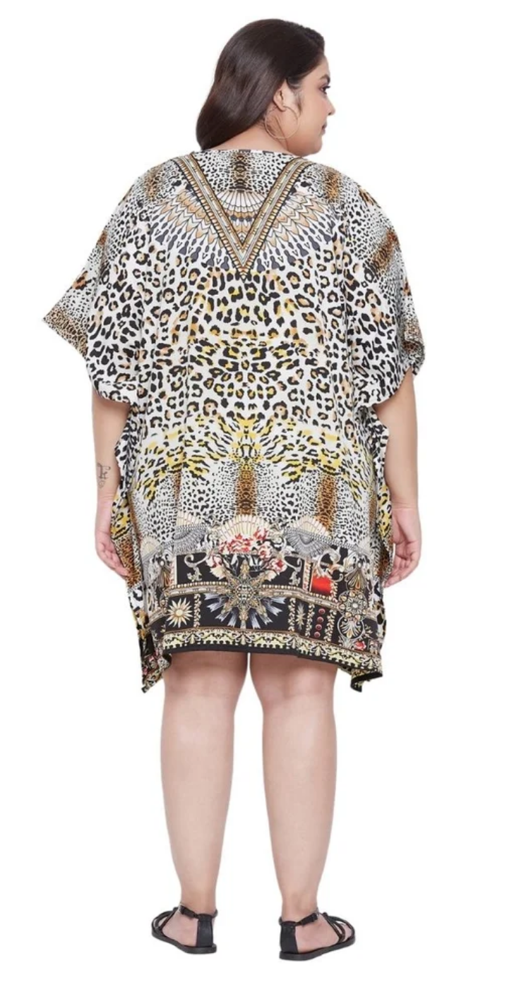 Multicolor Leopard Medallion Polyester Plus Size Tunic for Women 1X-3X | GypsieBlu