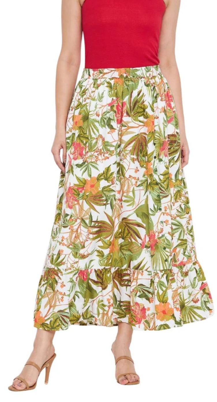 Multicolor Tropical Floral Polyester Skirt for Women S-XL | GypsieBlu