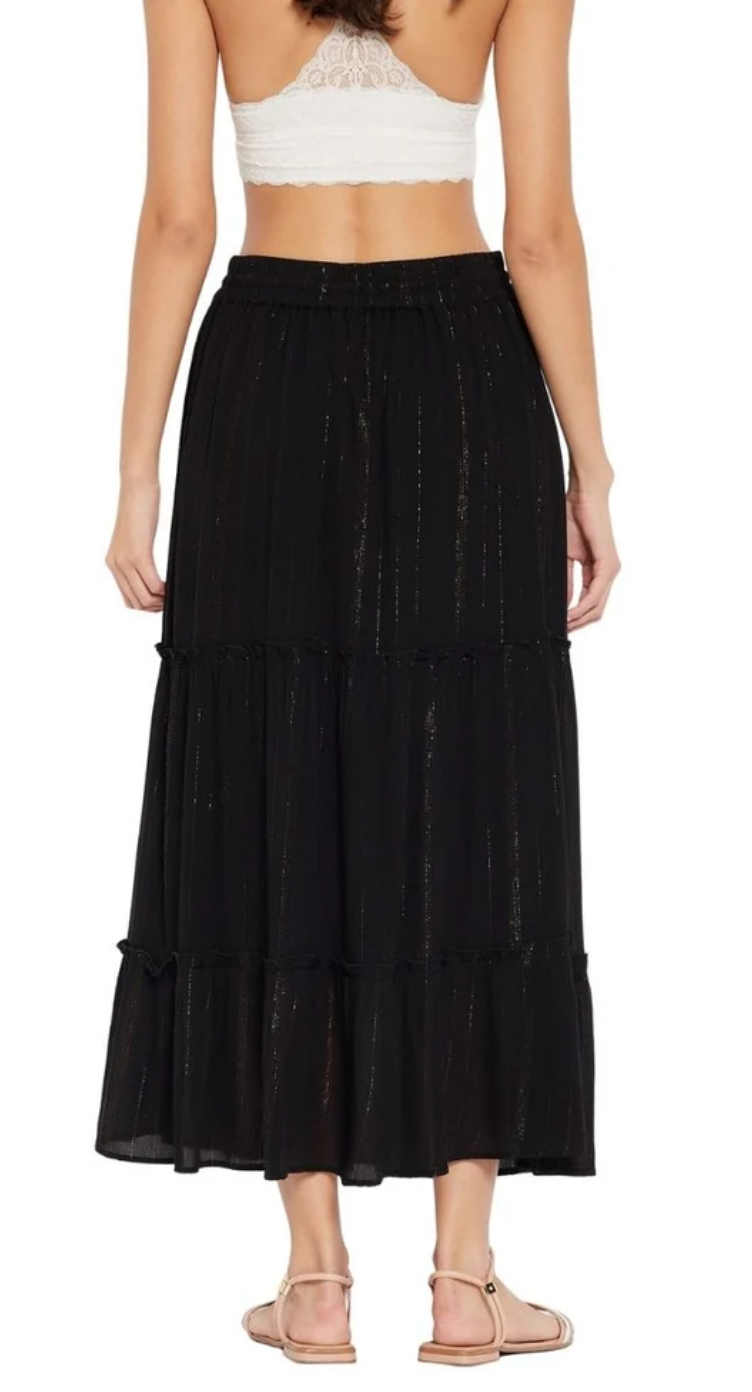 Black Lurex Stripe Rayon Skirt for Women S-XL | GypsieBlu
