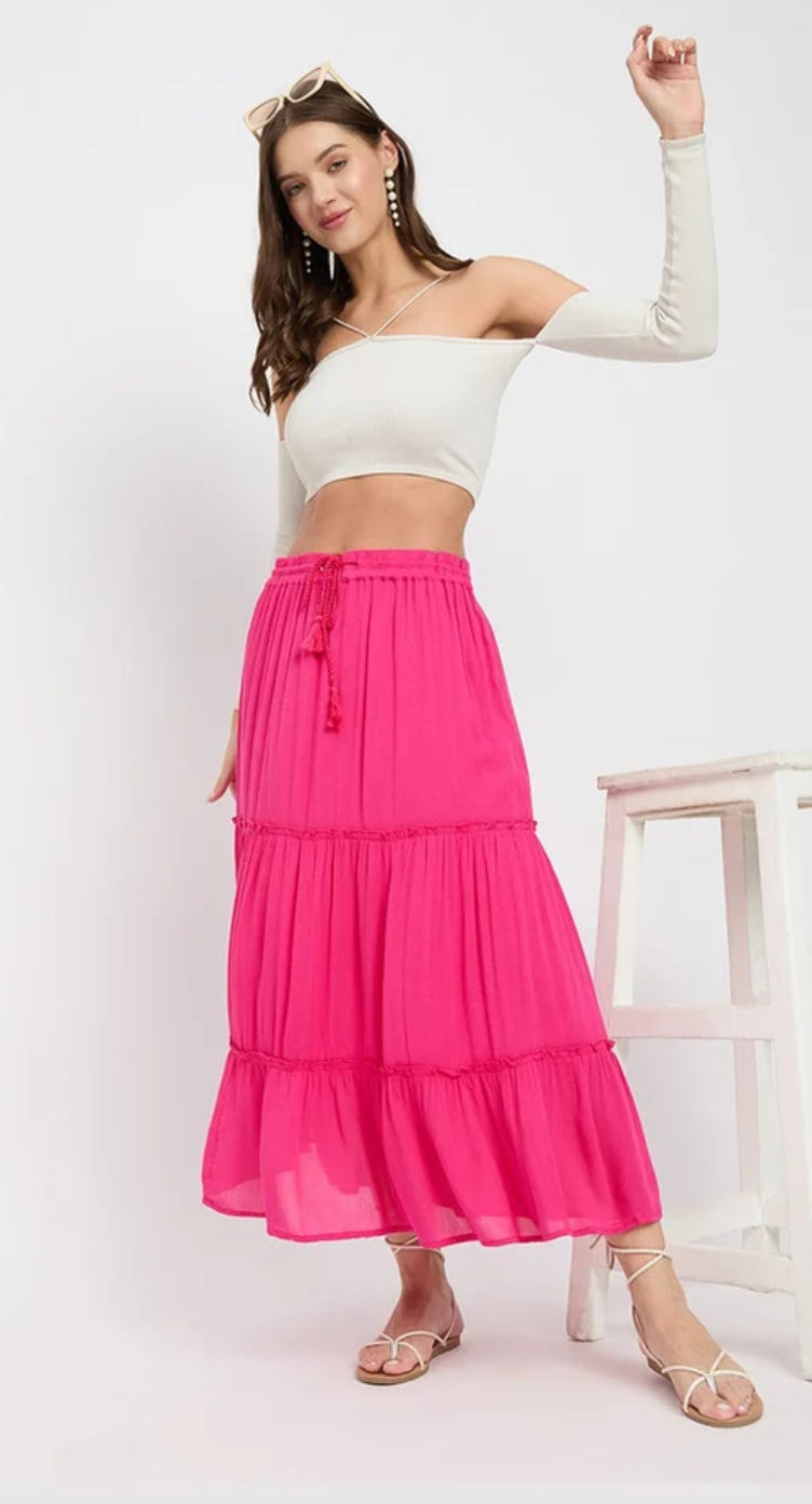 Fuchsia Red Rayon Skirt for Women S-XL | GypsieBlu
