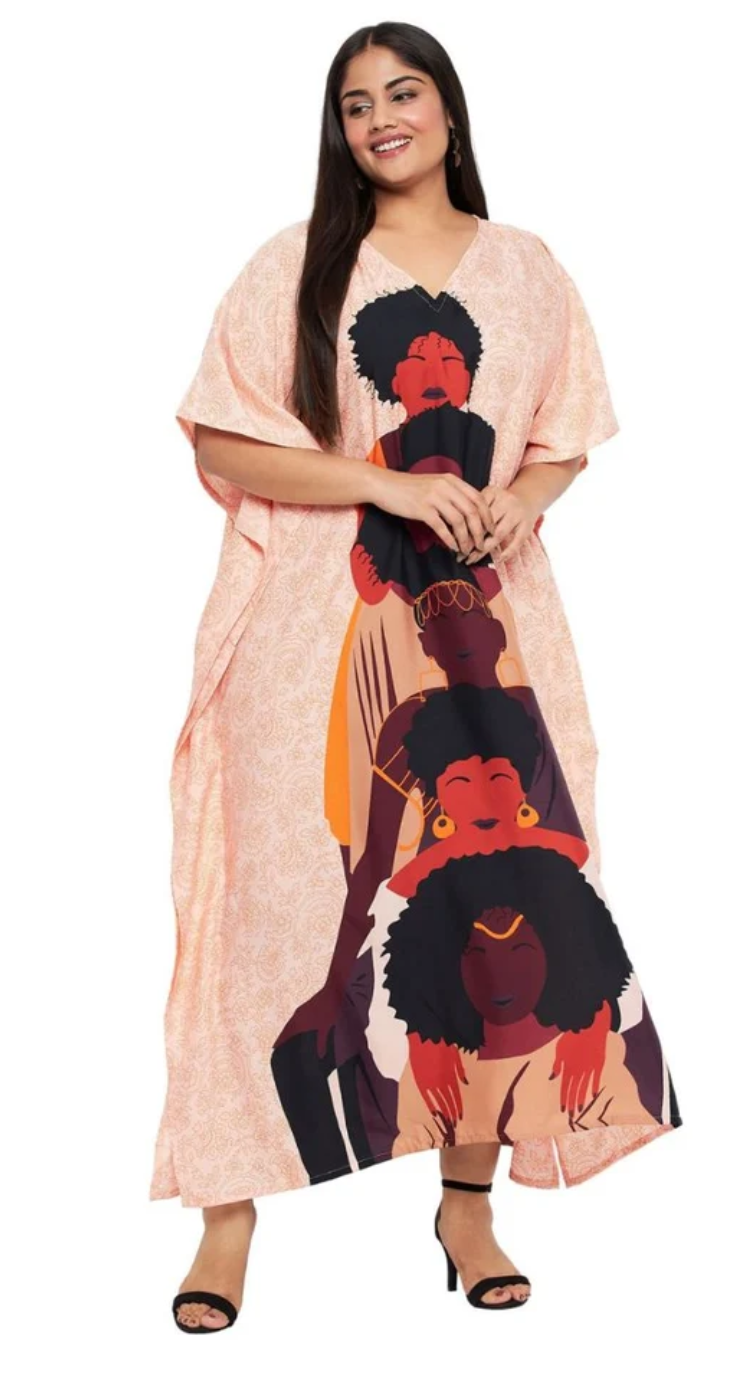 Light Pink African Women Polyester Plus Size Kaftan for Women 1X-3X | GypsieBlu