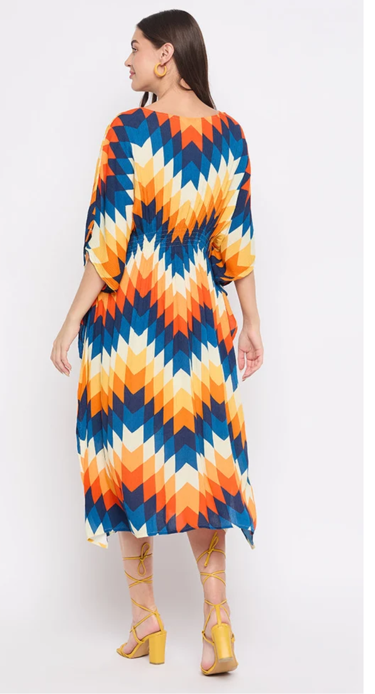 Multicolor Aztec Chevron Rayon Kaftan for Women S-XL | GypsieBlu