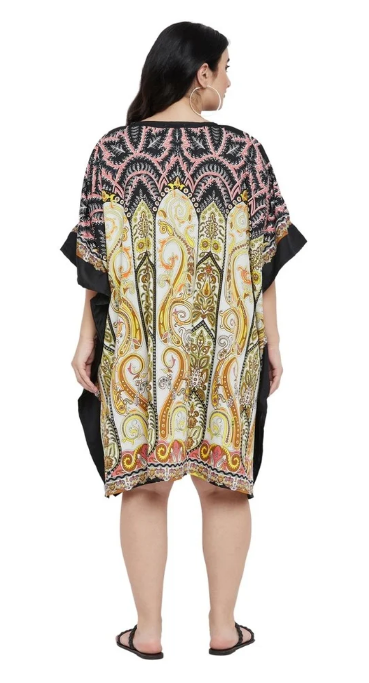 Black Paisley Floral Polyester Plus Size Tunic for Women 1X-3X | GypsieBlu