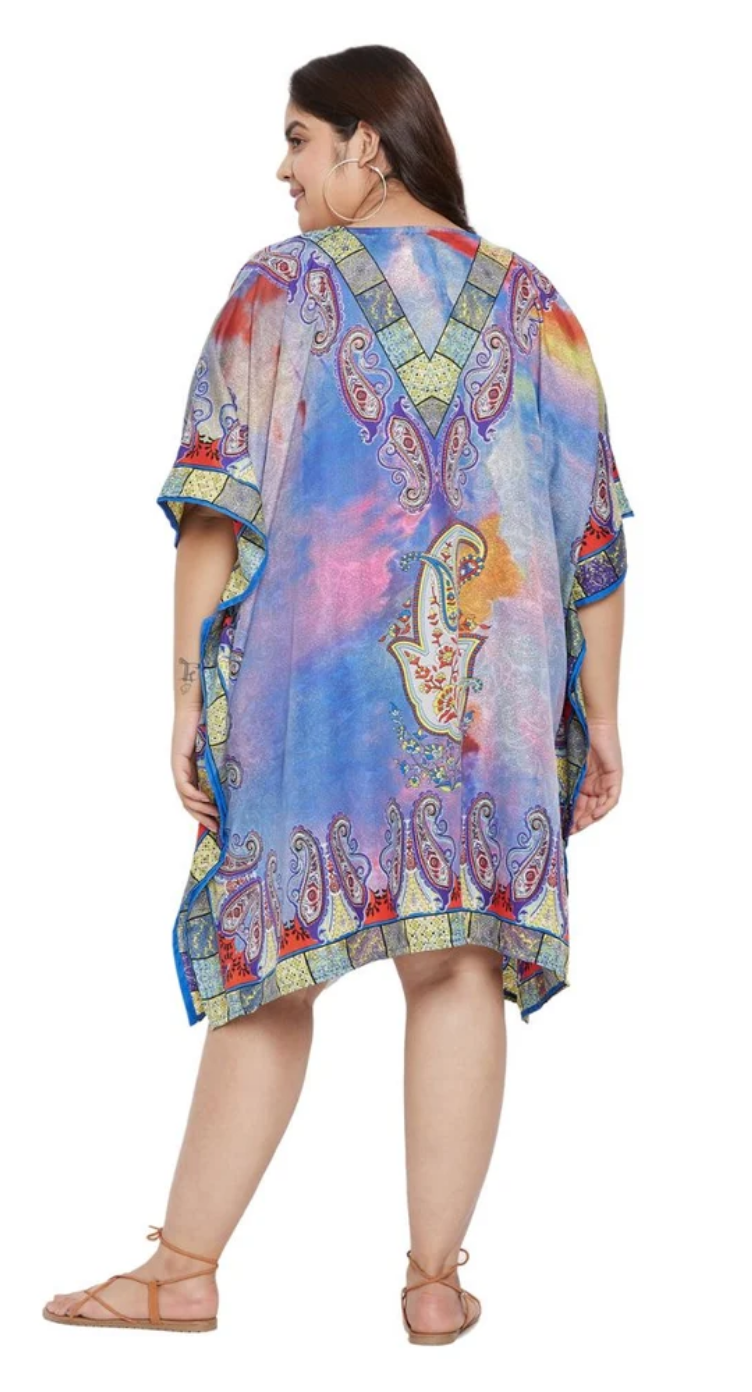 Multicolor Watercolor Paisley Plus Size Tunic for Women 1X-3X | GypsieBlu