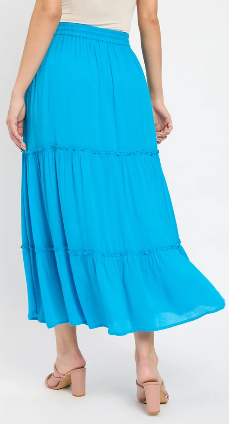 Turquoise Tiered Rayon Skirt for Women S-XL | GypsieBlu