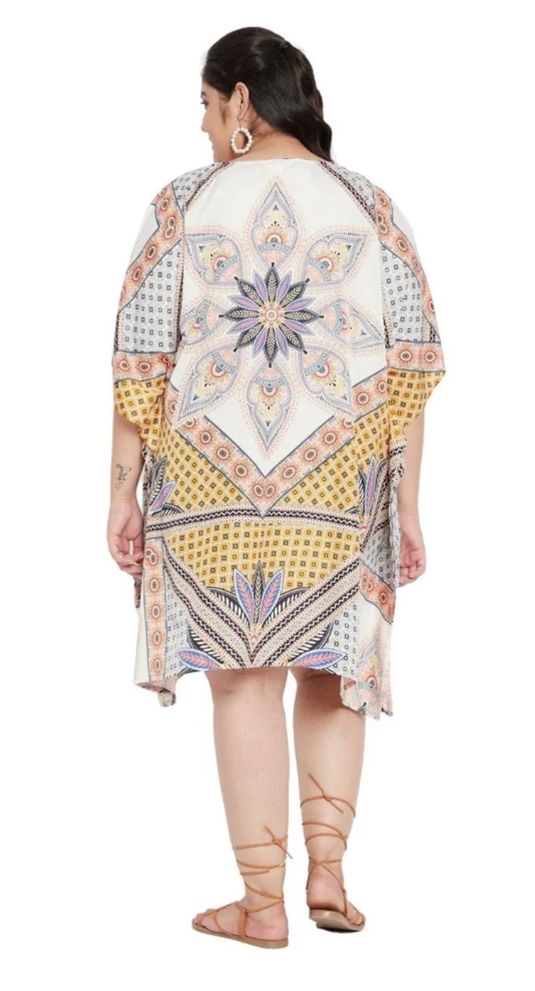 Floral Mandala Sunburst Polyester Plus Size Tunic for Women 1X-3X | GypsieBlu