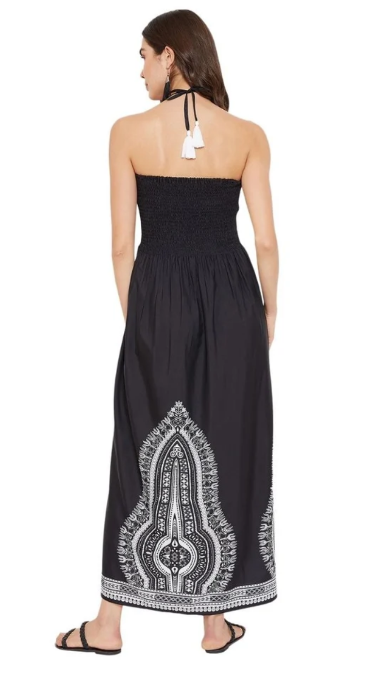 Black Dashiki Polyester Tube Dress for Women S-XL | GypsieBlu