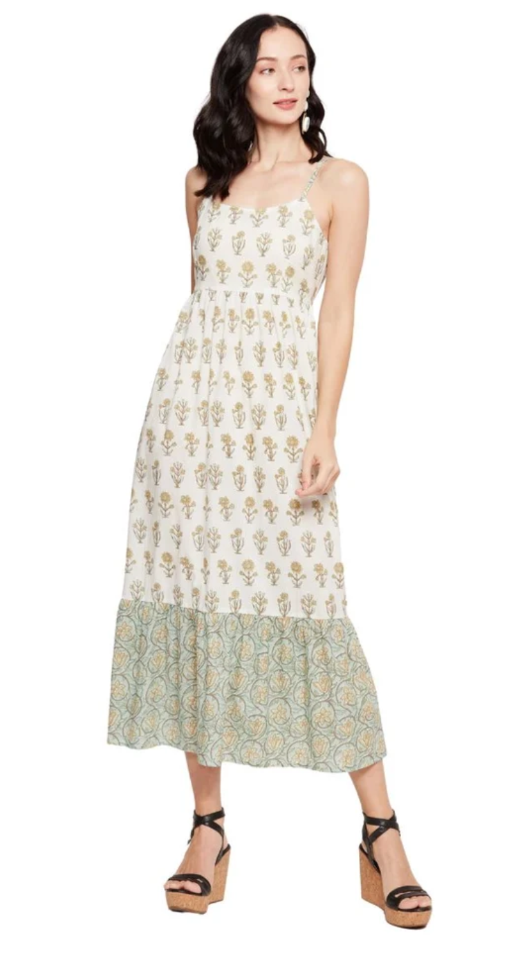 Off White Floral Cotton Dress for Women S-XL | GypsieBlu