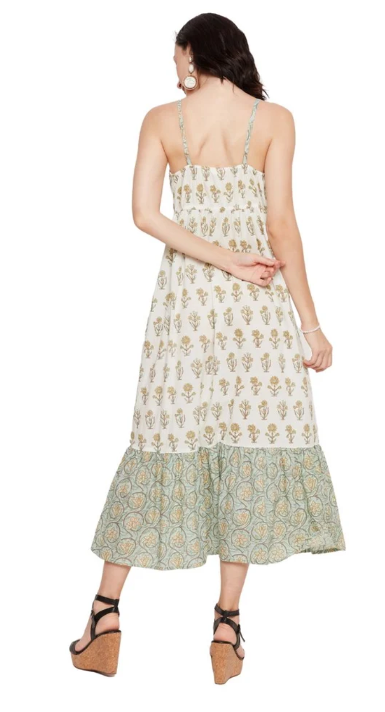 Off White Floral Cotton Dress for Women S-XL | GypsieBlu