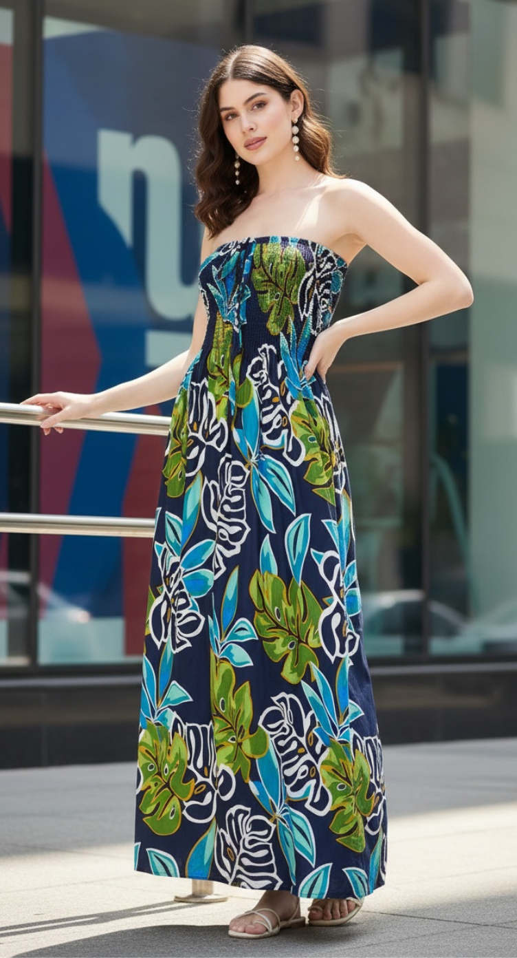 Floral Trendy Women Sleeveless Tube Dress for Summer
