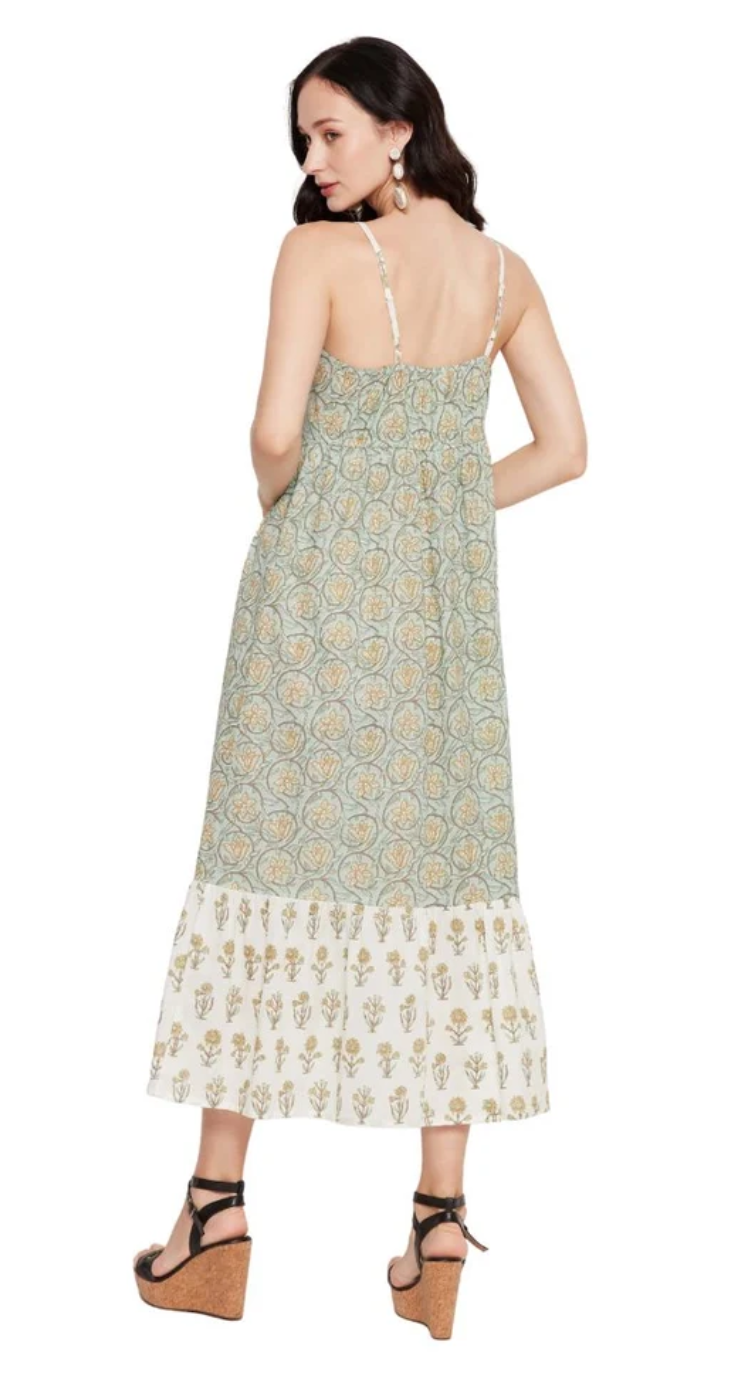 Sea Green Floral Cotton Midi Dress for Women S-XL | GypsieBlu
