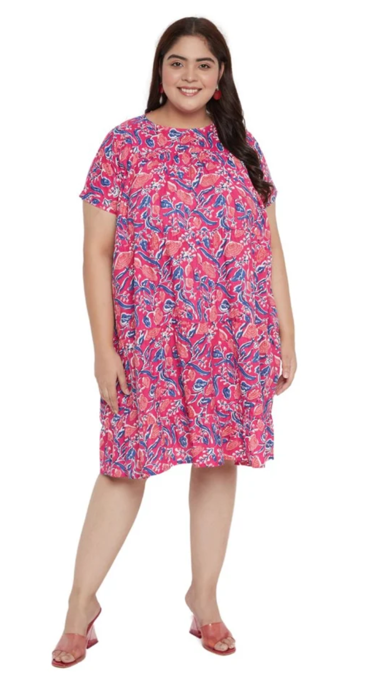 Pink Floral Cotton dress for Women S-XL | GypsieBlu
