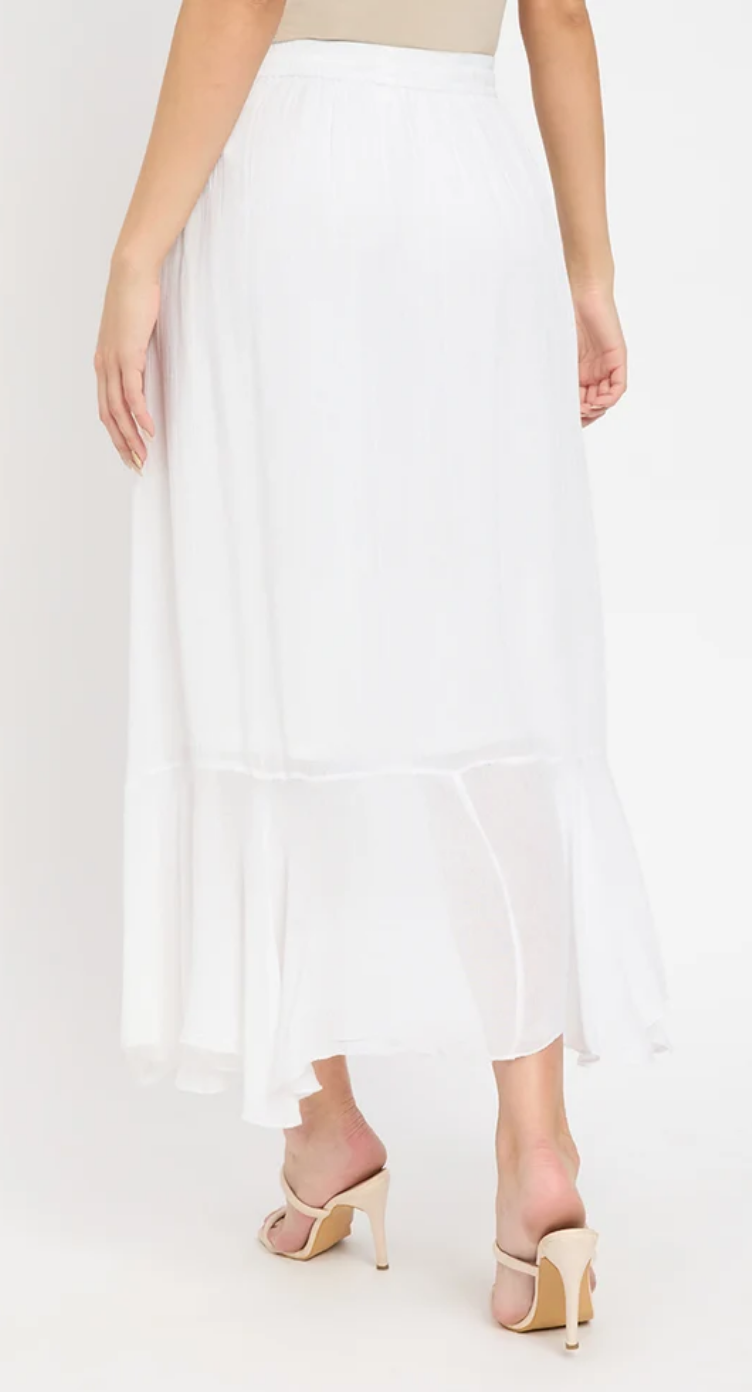 White Ruffled Rayon Skirt for Women S-XL | GypsieBlu