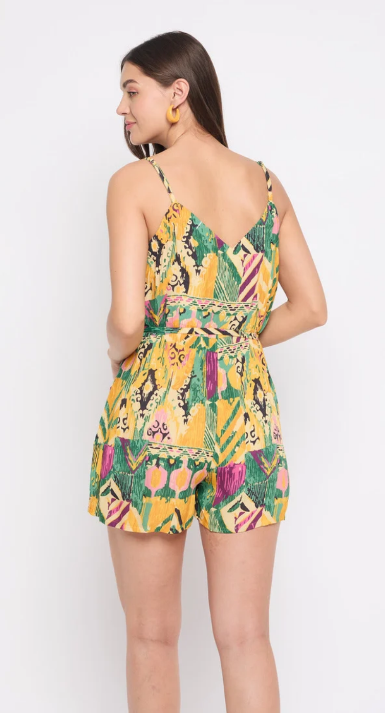 Yellow Tropical Floral Rayon jumpsuit for Women S-XL | GypsieBlu