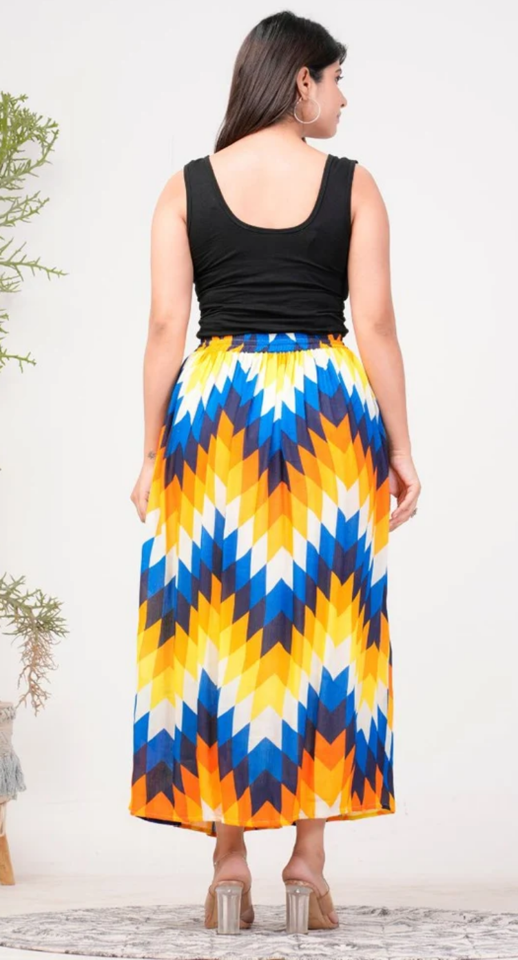 Multicolor Chevron Rayon Skirt for Women S-XL | GypsieBlu
