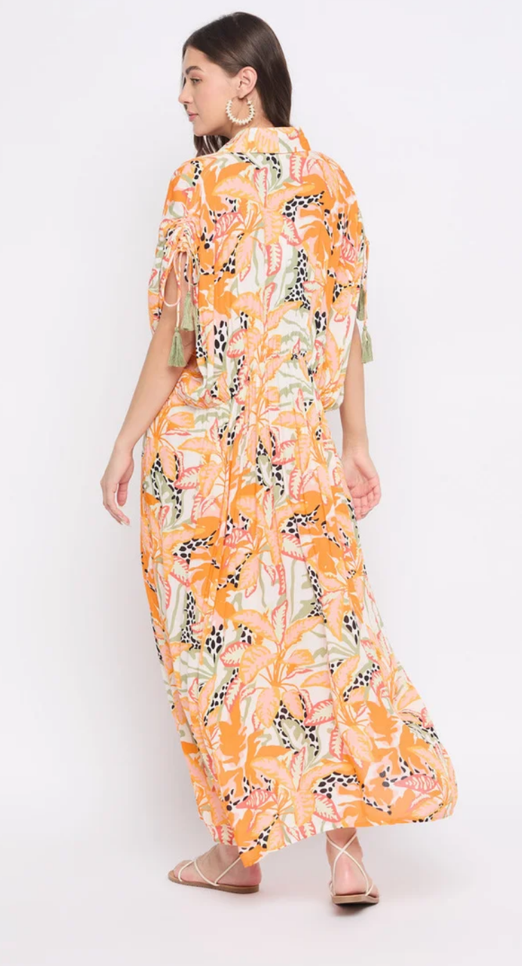 Orange Tropical Print Rayon Dress for Women S-XL | GypsieBlu